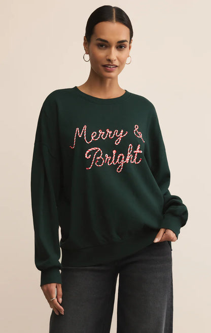 Candy Cane Merry and Bright Sunday Sweatshirt TOP Z Supply