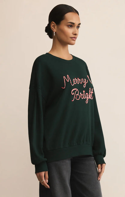Candy Cane Merry and Bright Sunday Sweatshirt TOP Z Supply