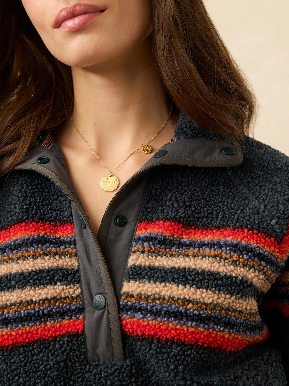 Fireside Fleece Popover - Fireside Stripe CARDYORJKT Faherty Brand