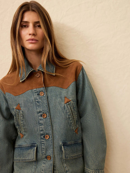 Ridge Back Denim Suede Jacket - Creekside Indigo Wash CARDYORJKT Faherty Brand