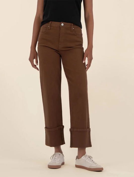 Sienna High Rise Straight Leg Roll Up PANTS KUT