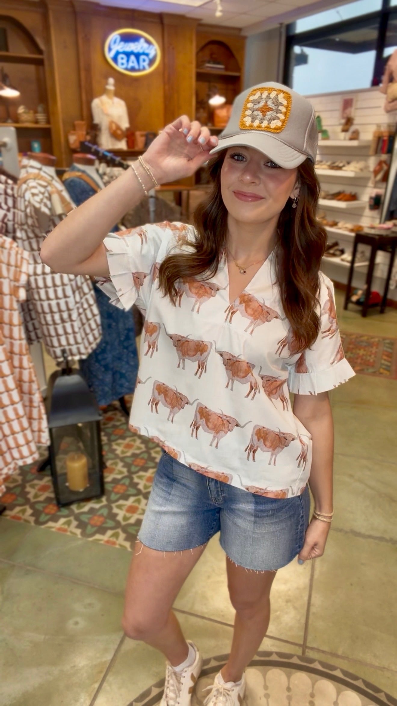 Pleated Sleeve Top - Longhorns TOP BROOKE WRIGHT
