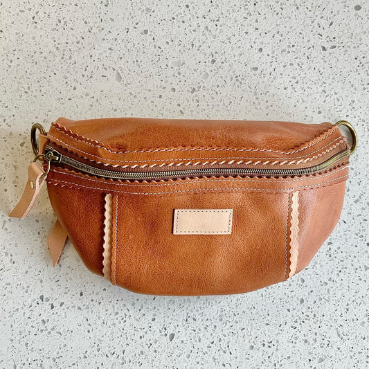 Better Than A Fanny Pack - Camel with Natural Peekaboo (Pouch Only) Fanny Packs Indigo Laine and Company   