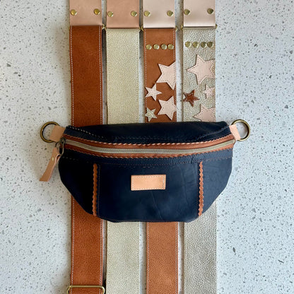 Better Than A Fanny Pack - Navy with Camel Peekaboo (Pouch Only) Fanny Packs Indigo Laine