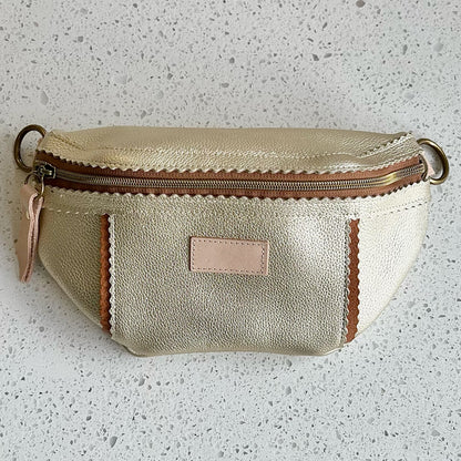 Better Than A Fanny Pack - Gold with Camel Peekaboo (Pouch Only) Fanny Packs Indigo Laine and Company   