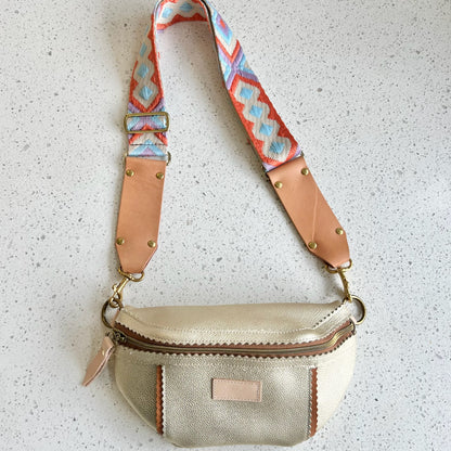 Better Than A Fanny Pack - Gold with Camel Peekaboo (Pouch Only) Fanny Packs Indigo Laine and Company   