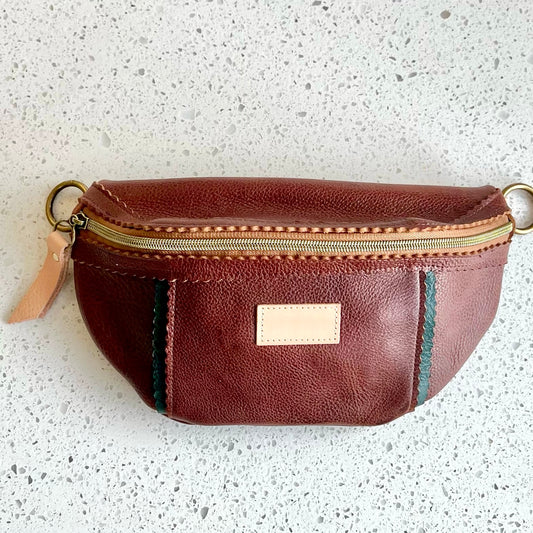 Better Than A Fanny Pack -  Brown with Teal Peacock Peekaboo (Pouch Only) Fanny Packs Indigo Laine and Company   