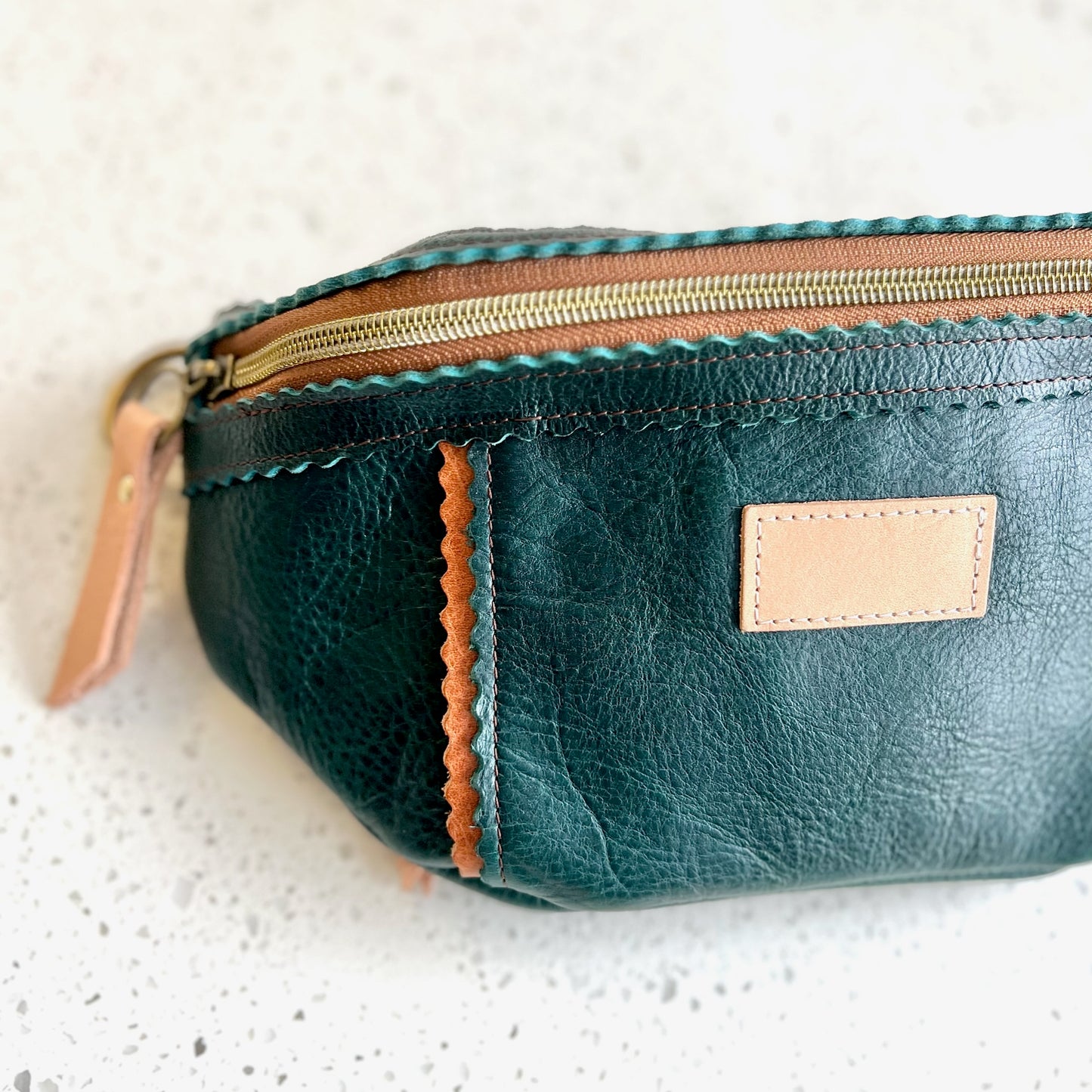 Better Than A Fanny Pack - Teal Peacock with Camel Peekaboo (Pouch Only) Fanny Packs Indigo Laine and Company   