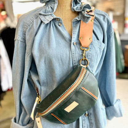 Better Than A Fanny Pack - Teal Peacock with Camel Peekaboo (Pouch Only) Fanny Packs Indigo Laine and Company   