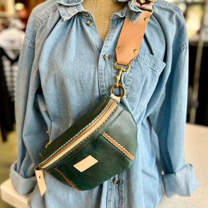 Better Than A Fanny Pack - Teal Peacock with Camel Peekaboo (Pouch Only) Fanny Packs Indigo Laine and Company   