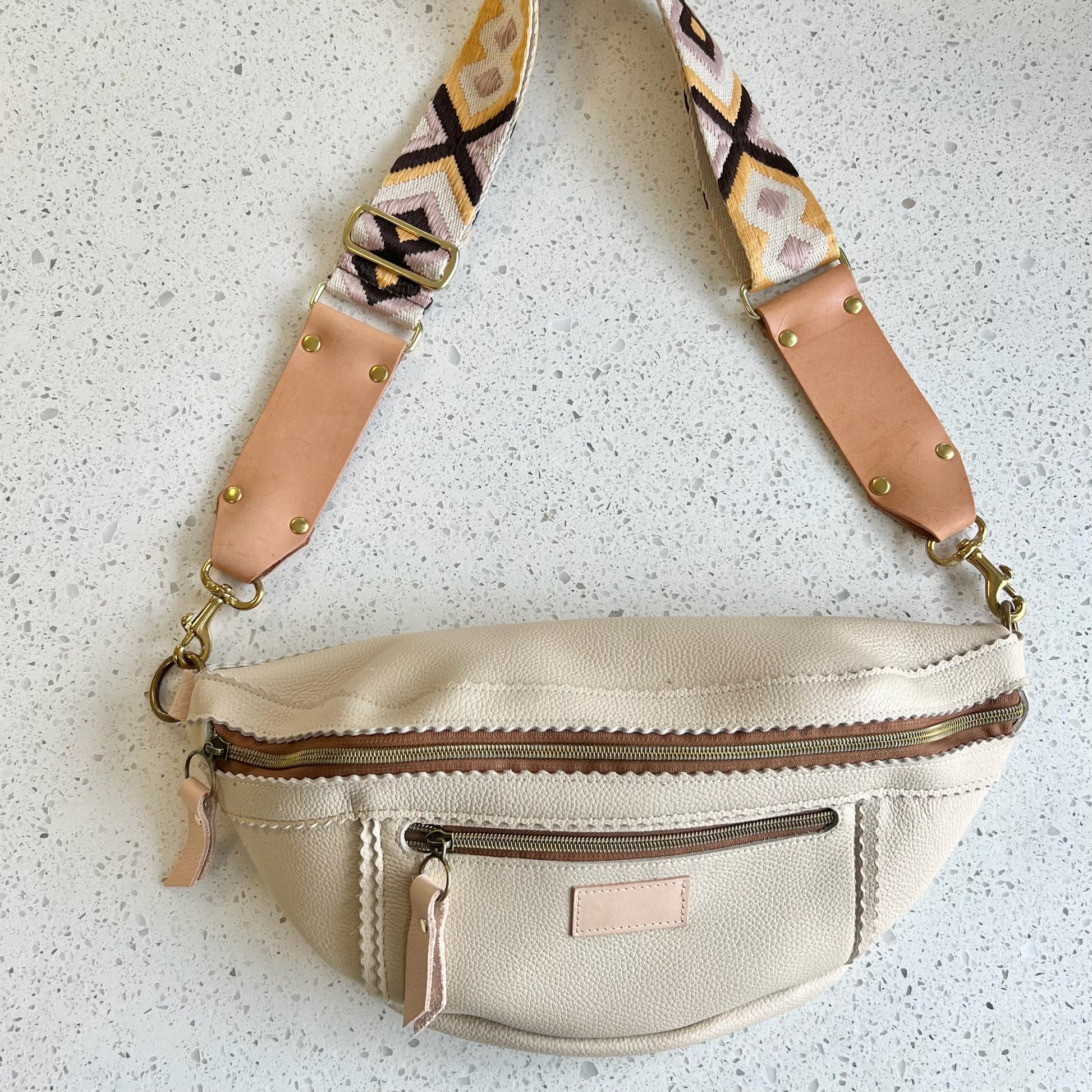 Large Sling -  Ivory with Ivory Peekaboo (Pouch Only) Fanny Packs Indigo Laine and Company   