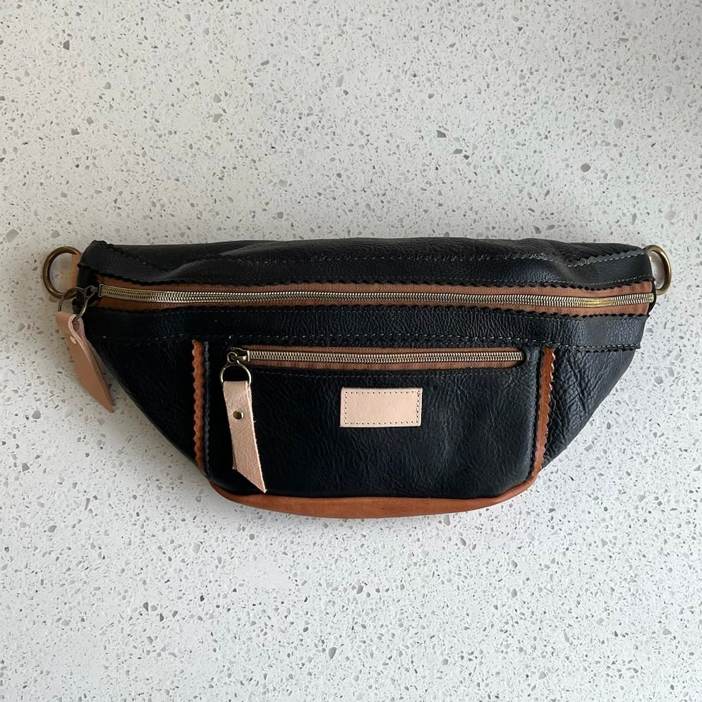 Large Sling -  Black  with Camel Peekaboo (Pouch Only) Fanny Packs Indigo Laine and Company   