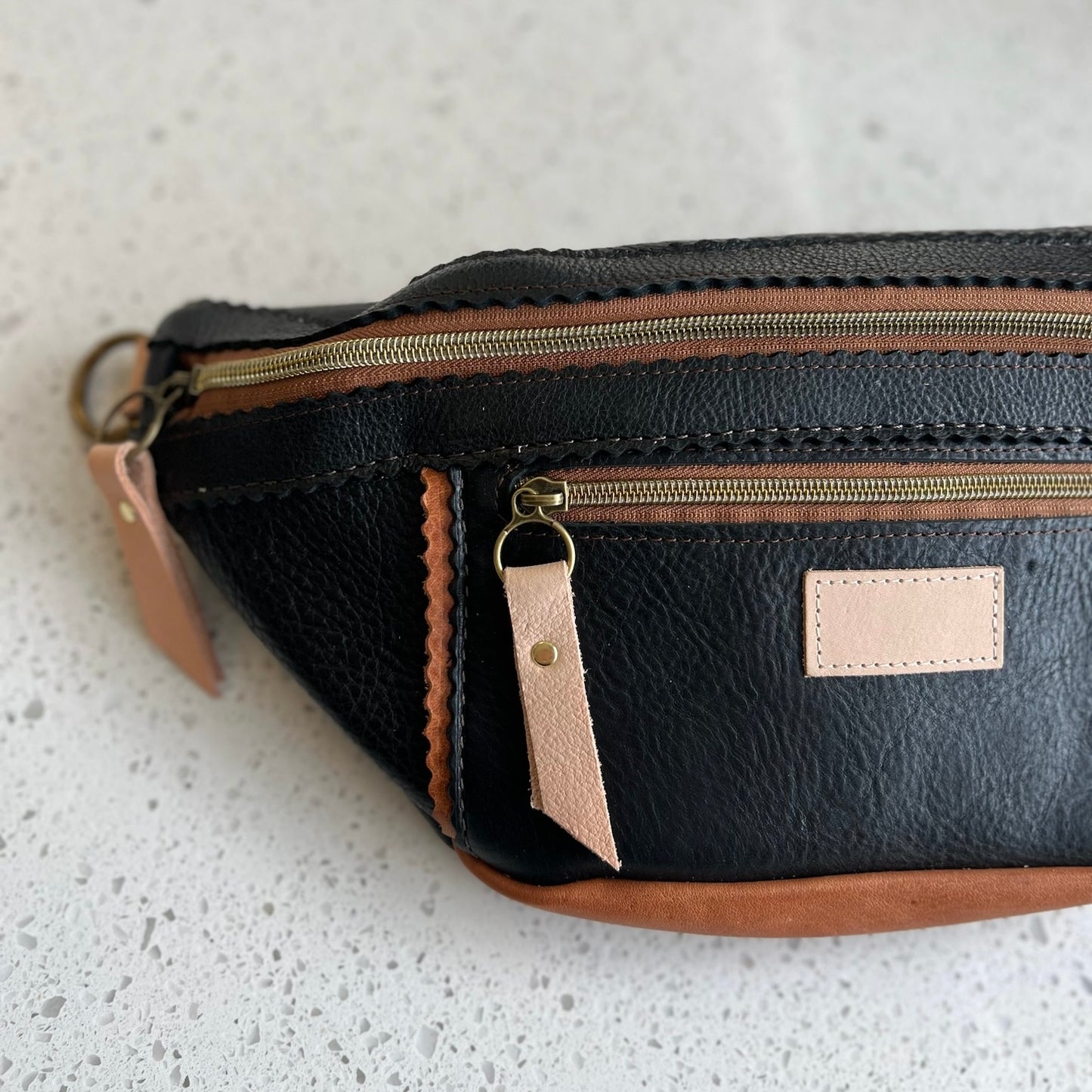 Large Sling -  Black  with Camel Peekaboo (Pouch Only) Fanny Packs Indigo Laine and Company   