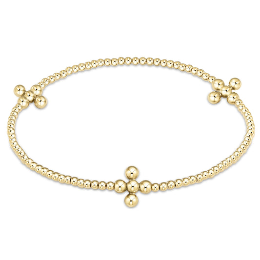 Beaded 3mm Gold Signature Cross 2mm Gold Bracelet BRACELETS ENEWTON