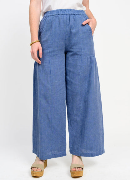 Blue Striped Wide Leg Pant