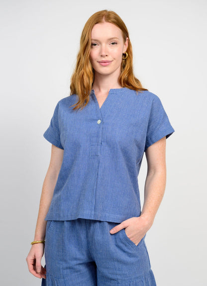 Blue Striped Wide Leg Pant