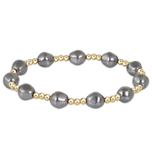 Admire Gold 3MM Bead Bracelet - Pearl Dark Grey Bracelets Enewton   