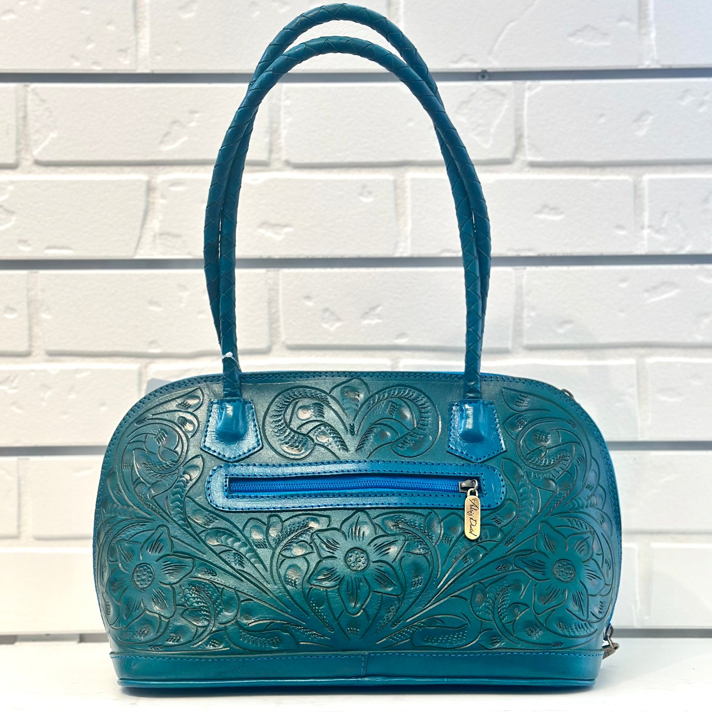 Alicia Hand-Tooled Leather Purse - Turquoise