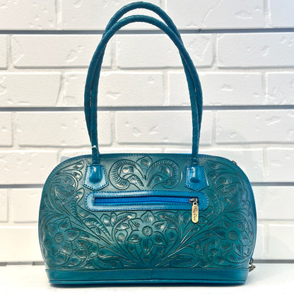 Alicia Hand-Tooled Leather Purse - Turquoise