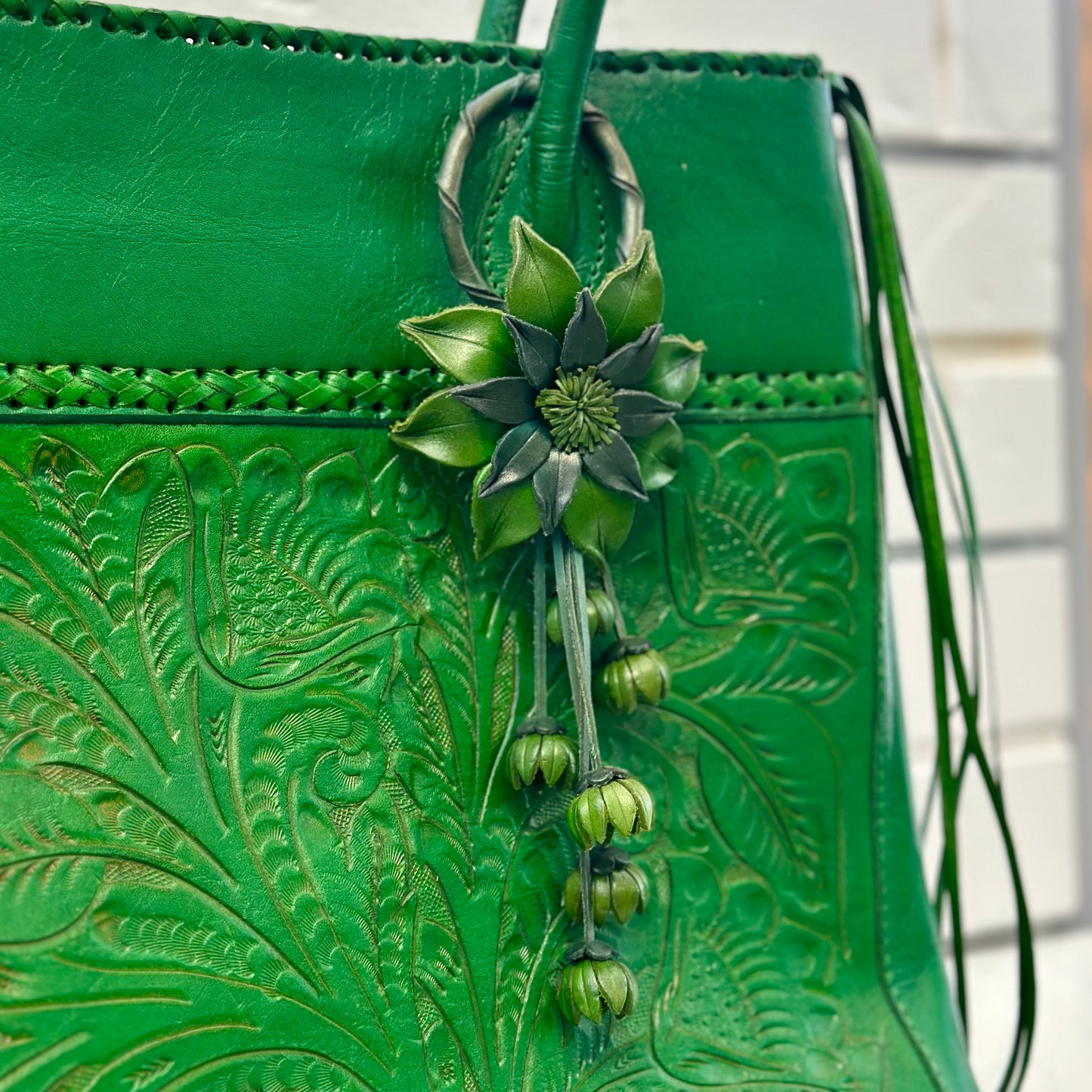 Star Daisy Flower Purse Charm - Green