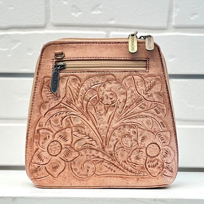 Margarita Hand-Tooled Leather Crossbody - Antique Natural