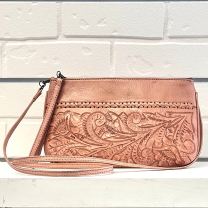 Daniela Hand-Tooled Leather Crossbody - Antique Natural