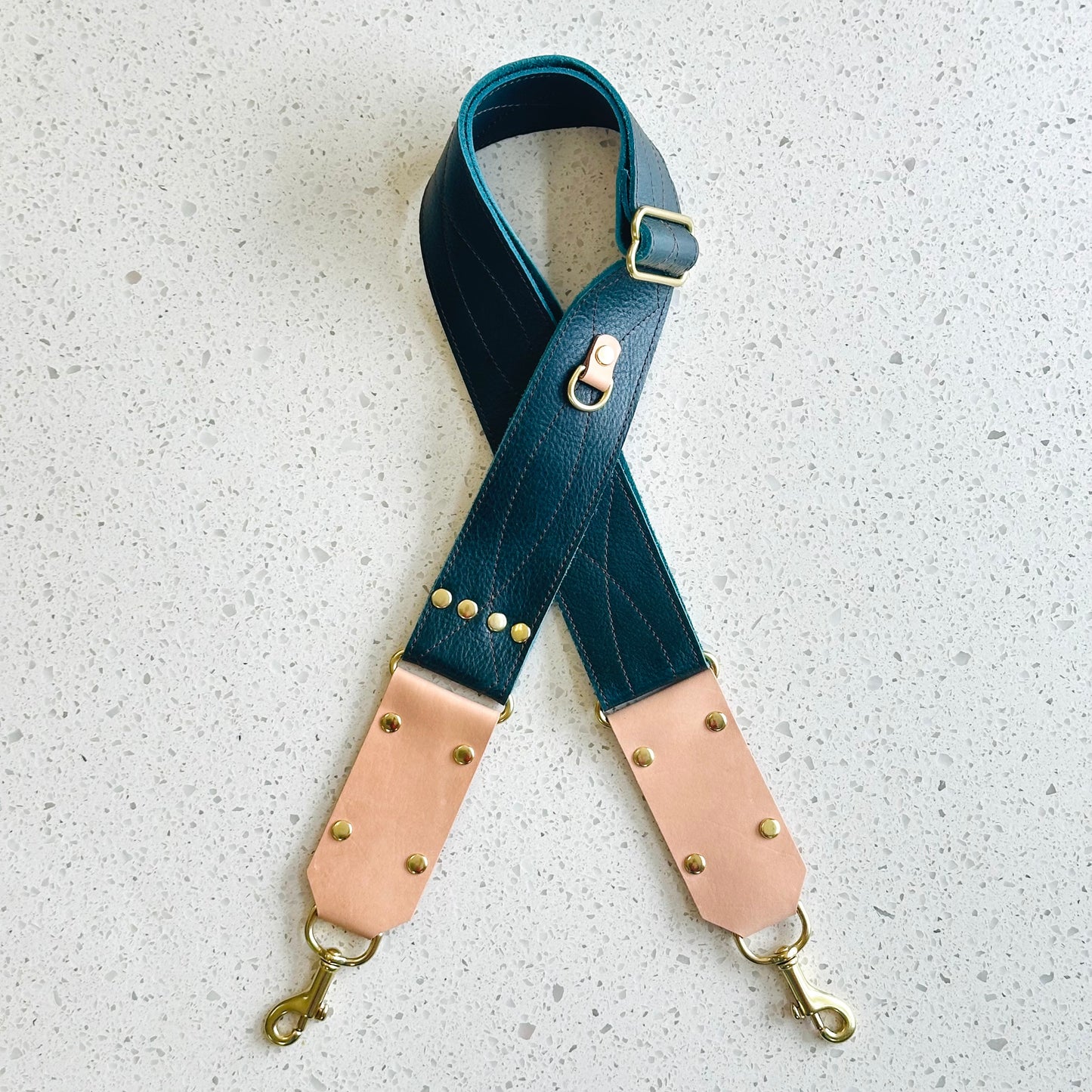 Wide All Leather Strap - Gunslinger Stitched Teal