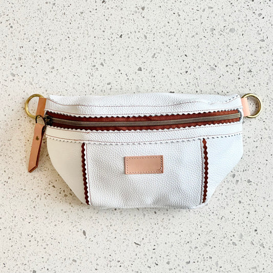Better Than A Fanny Pack - White with Camel Peekaboo (Pouch Only) Fanny Packs Indigo Laine