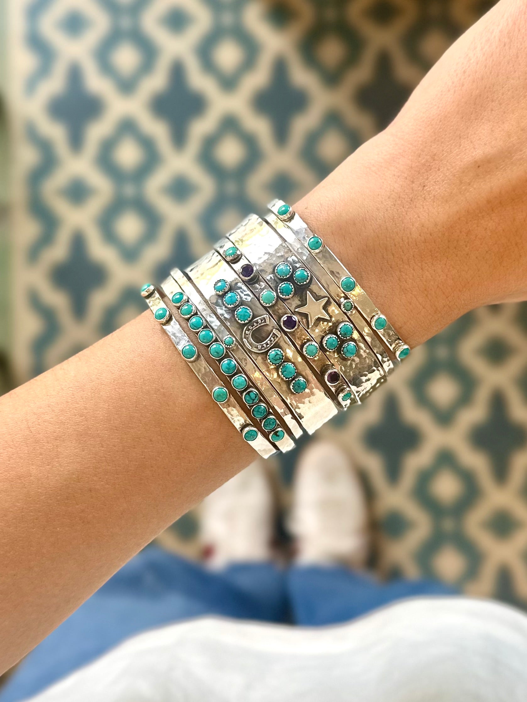 4mm Mint Turquoise with Amethyst Cuff Cuffs Richard Schmidt