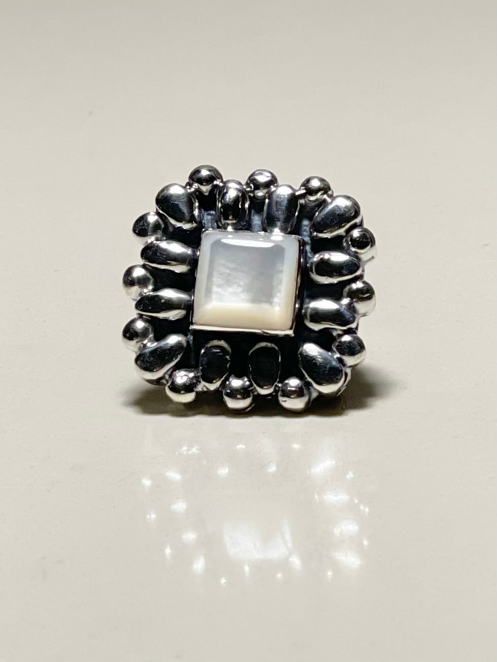 Squared Mother of Pearl Flower Top Rings Dian Malouf   