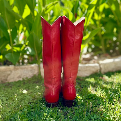 Classic Calf Skin Tall Boots - Red