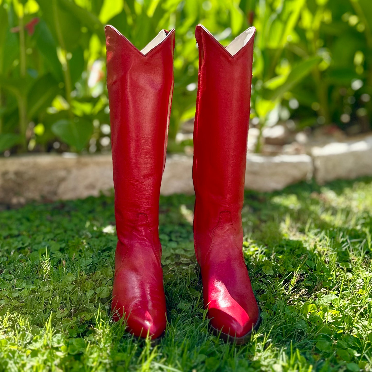 Classic Calf Skin Tall Boots - Red