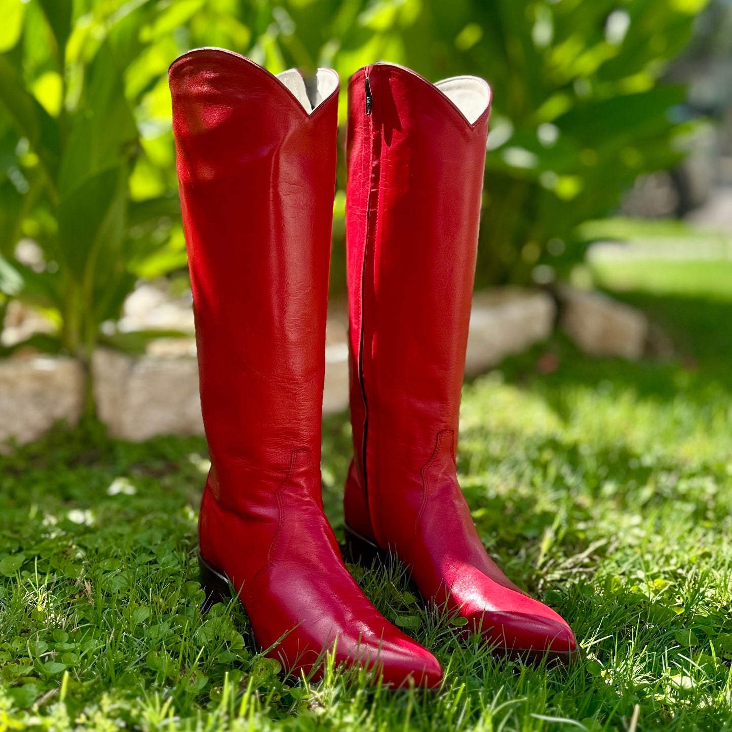 Classic Calf Skin Tall Boots - Red