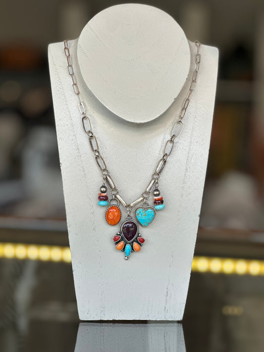 Turquoise and Spiny Charm Necklace Creation #3