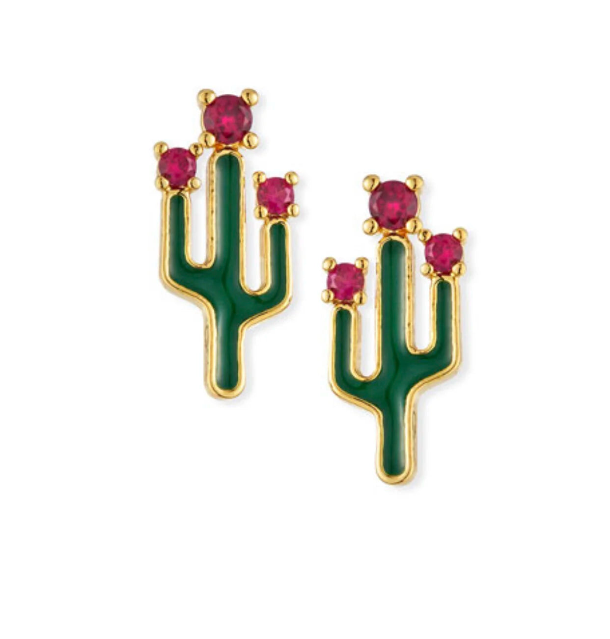 Cactus Studs with Pink Stone Accents Earrings Tai Jewelry