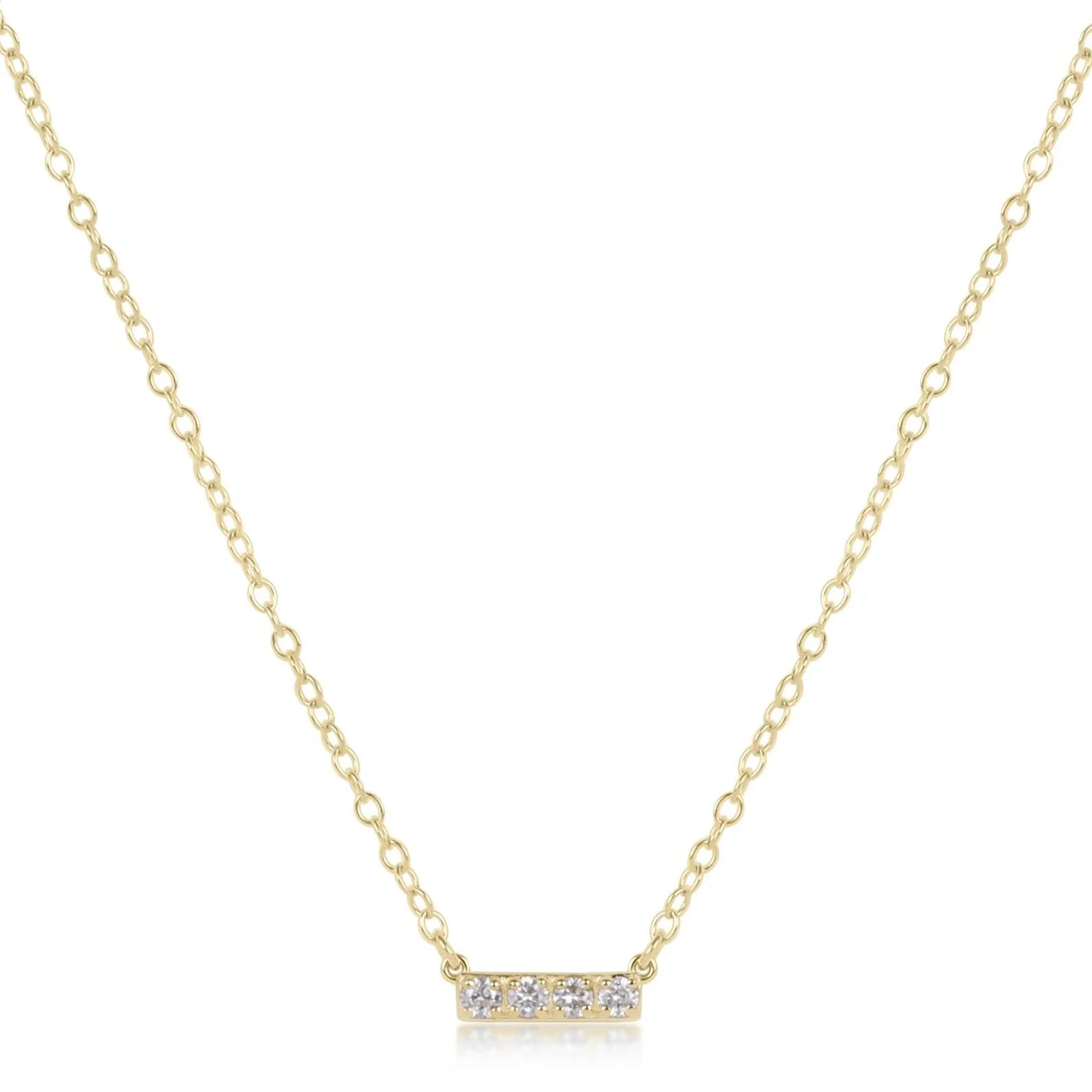 14kt Gold and Diamond Significance Bar Necklace - Four Earrings Enewton   