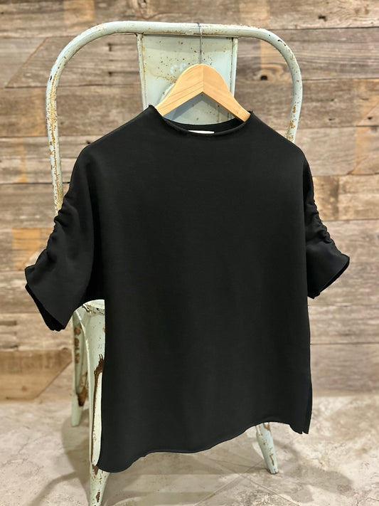 Simple Knit Funnel Neck Top - Black Top Sweet Revenge Rags   