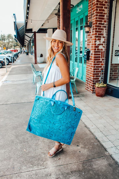 Señor Stan Hand-Tooled Leather Garment Bag Garment Bags Hide and Chic