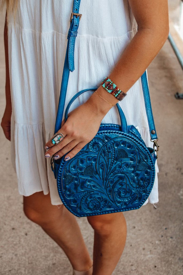 Luna Hand-Tooled Leather Crossbody Crossbodies Hide and Chic