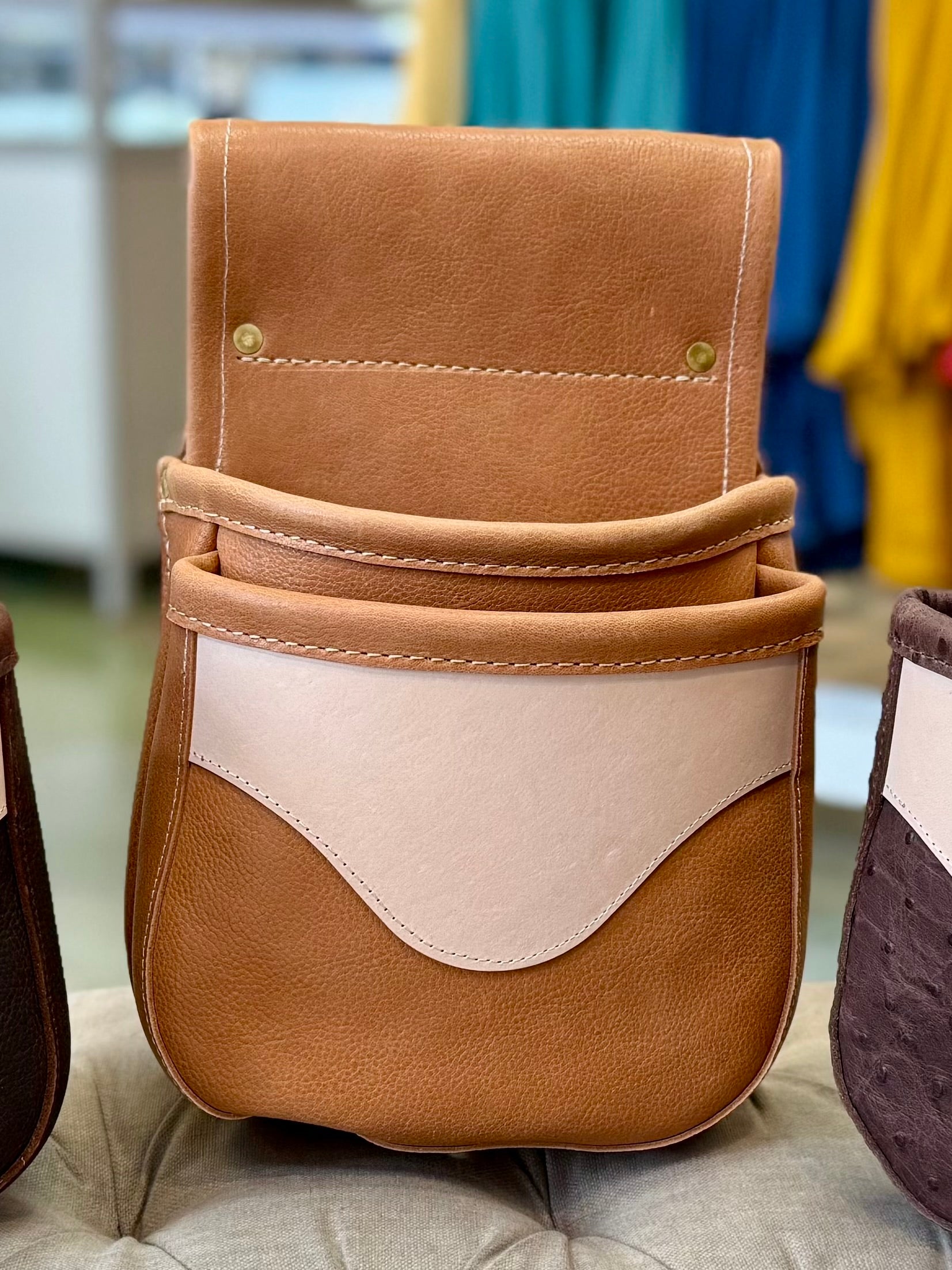 Double Shell Bag - Camel with Vegtan LUGGAGE Indigo Laine