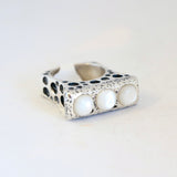 3 Dot Mother of Pearl Bar Ring