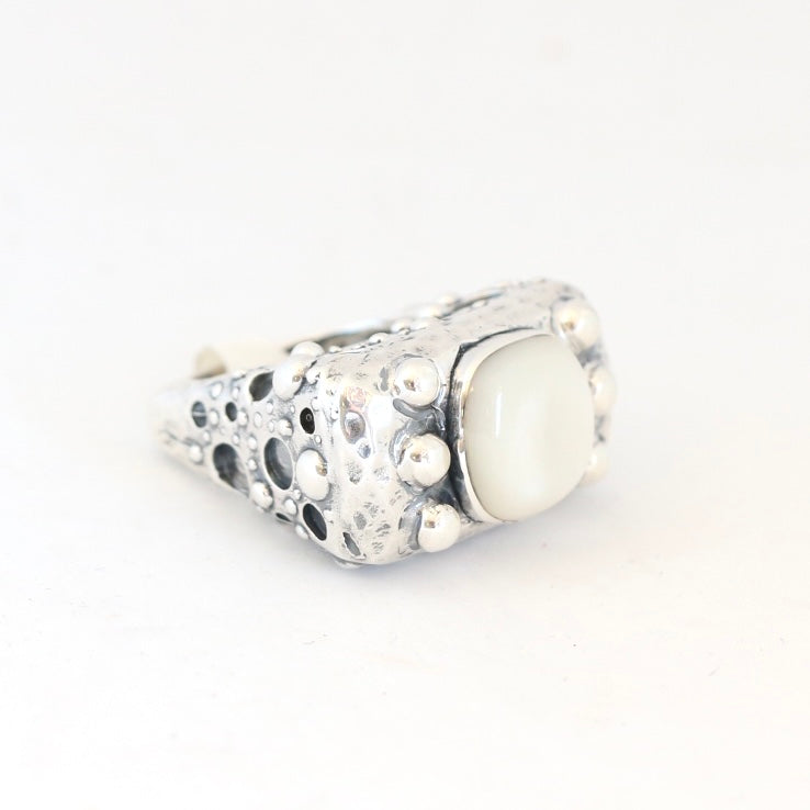 Mother of Pearl with 6 Sterling Beads Ring Rings Dian Malouf   