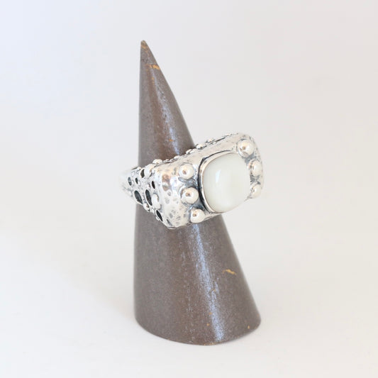 Mother of Pearl with 6 Sterling Beads Ring Rings Dian Malouf   