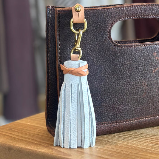 Tassel Purse Charm - White HANDBAGS Indigo Laine