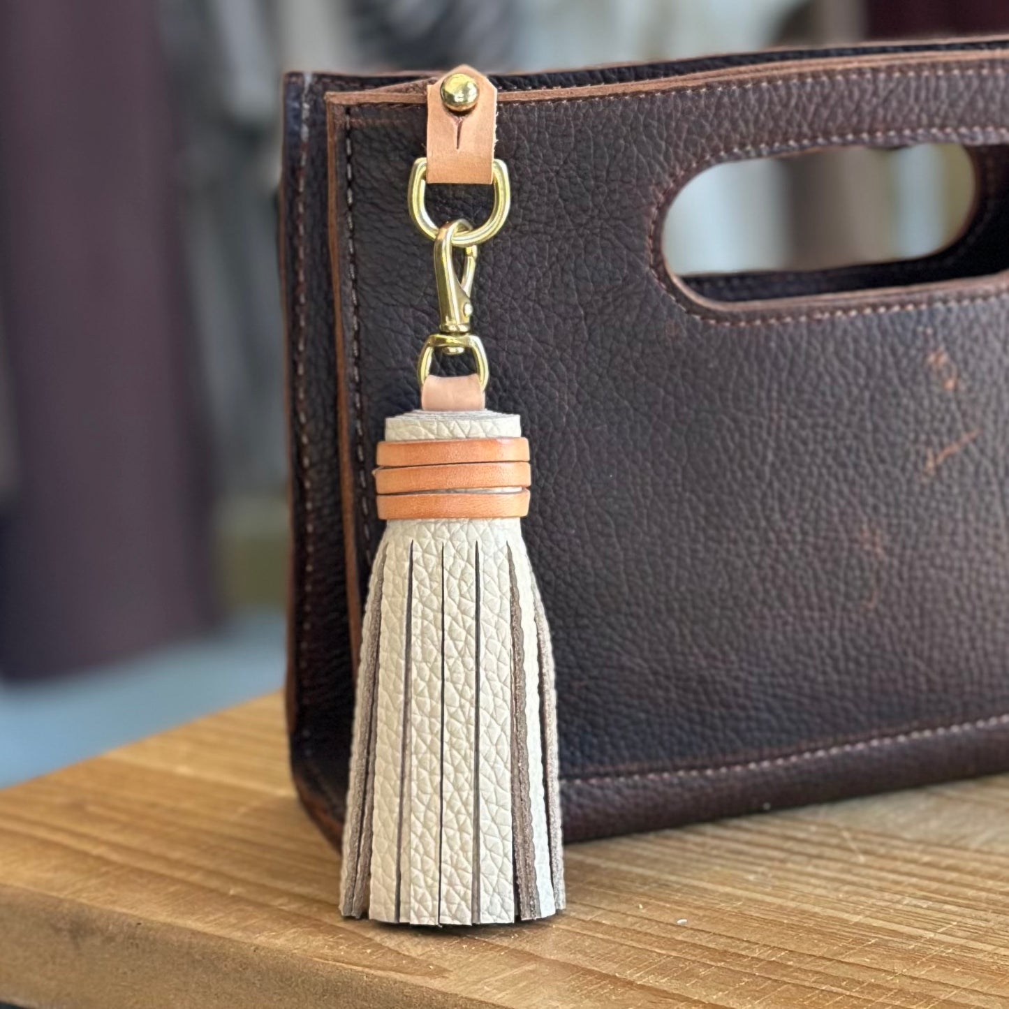 Tassel Purse Charm - Ivory HANDBAGS Indigo Laine