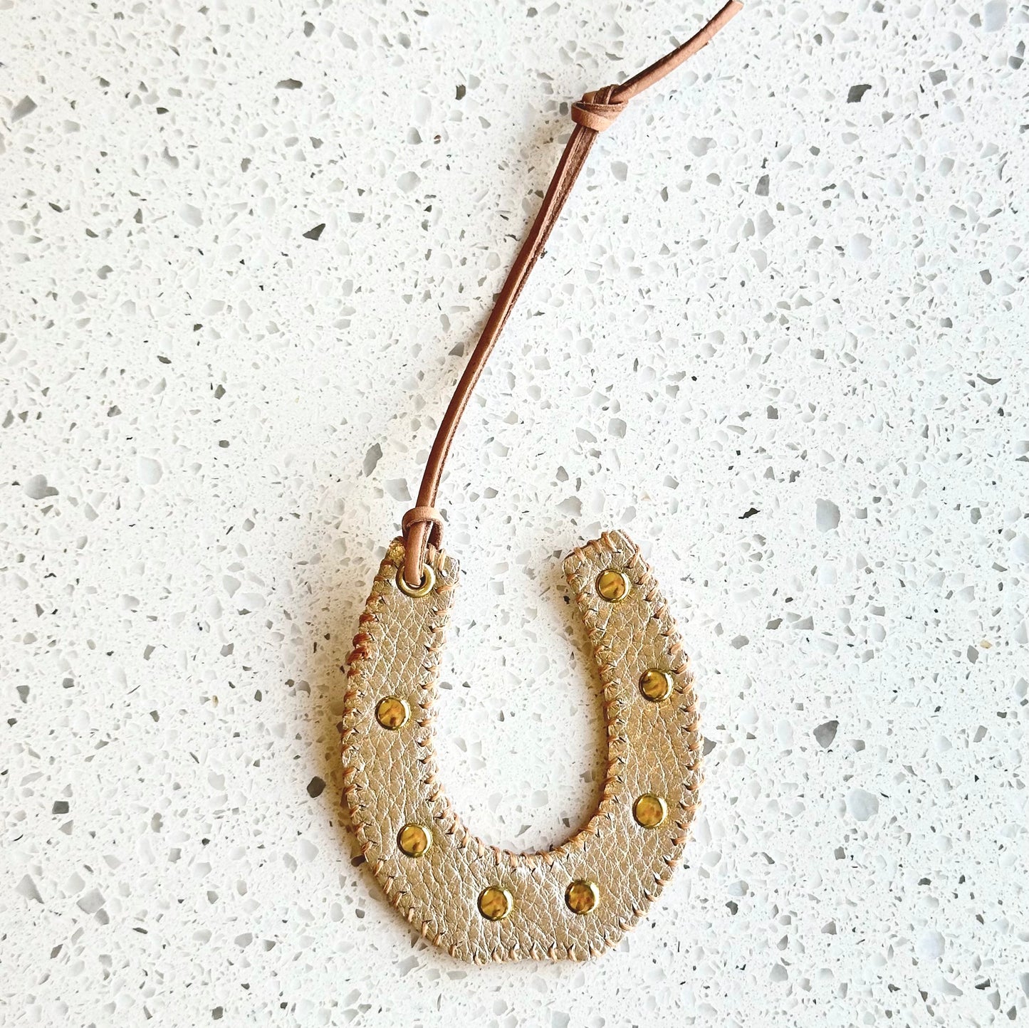 Horseshoe Purse Charm - Metallic HANDBAGS Indigo Laine Tan Stitching