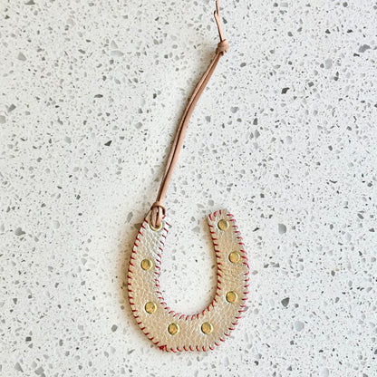 Horseshoe Purse Charm - Metallic HANDBAGS Indigo Laine Red Stitching