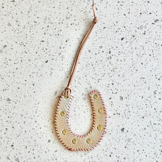 Horseshoe Purse Charm - Metallic HANDBAGS Indigo Laine Red Stitching