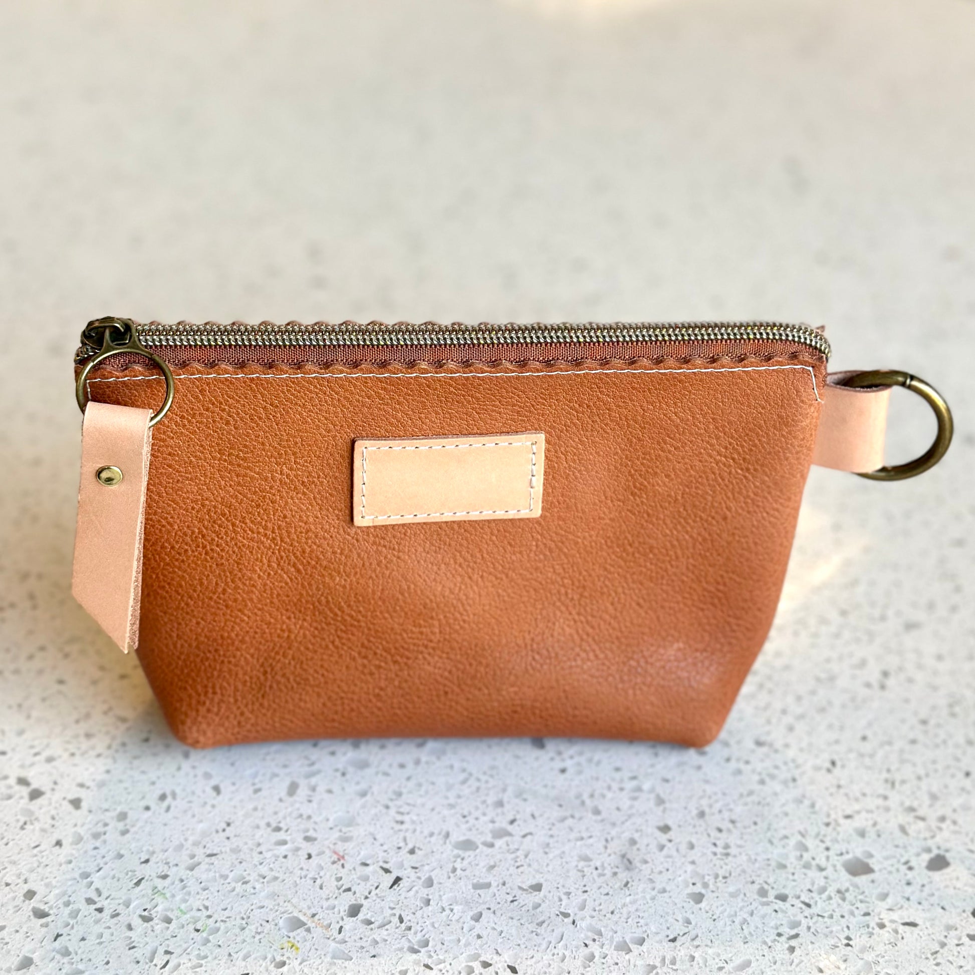 Sadie Zipper Bag - Camel Indigo Laine