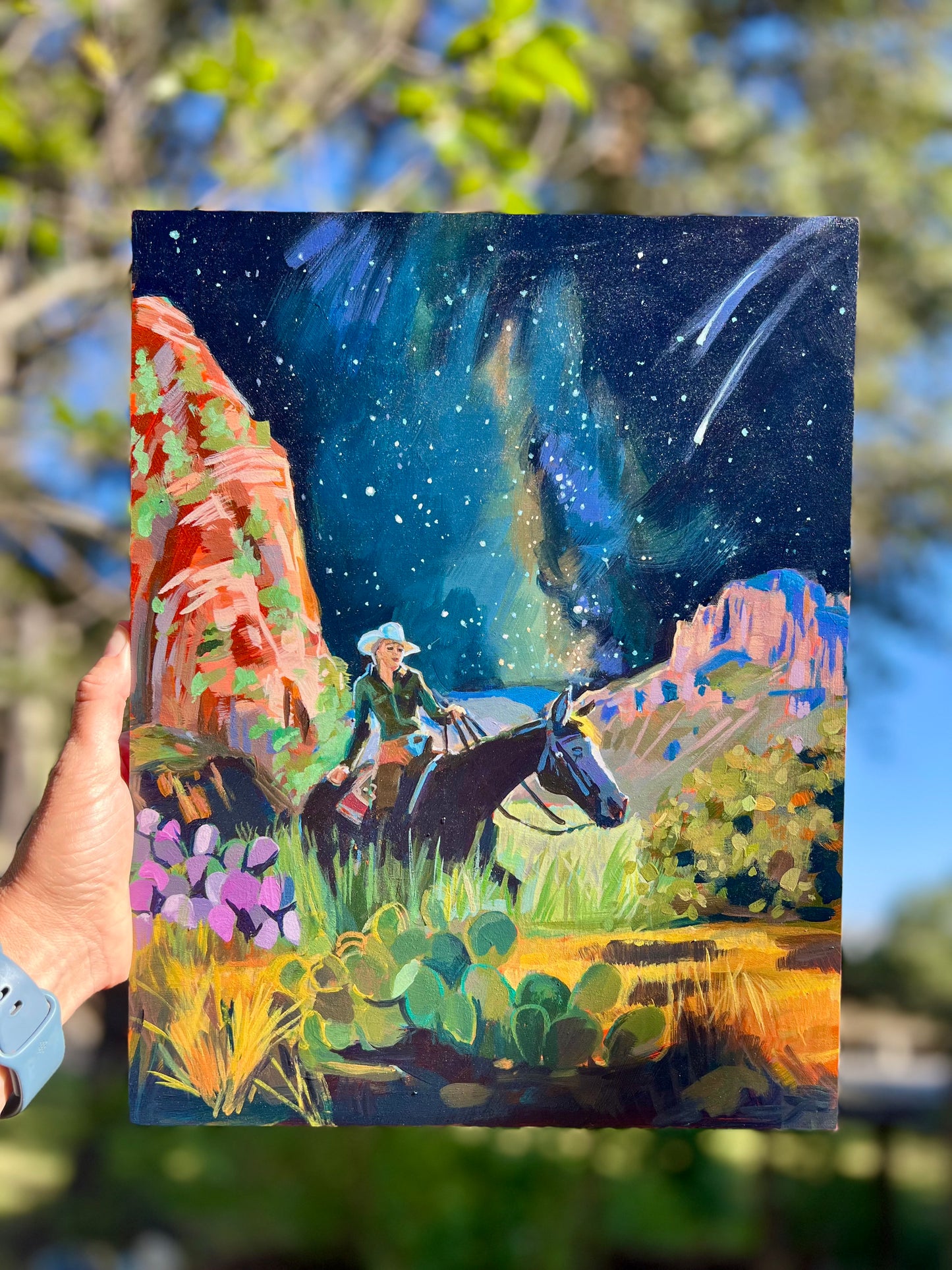 Night Rider Cowgirl Print Art Print Sarah Heinbaugh